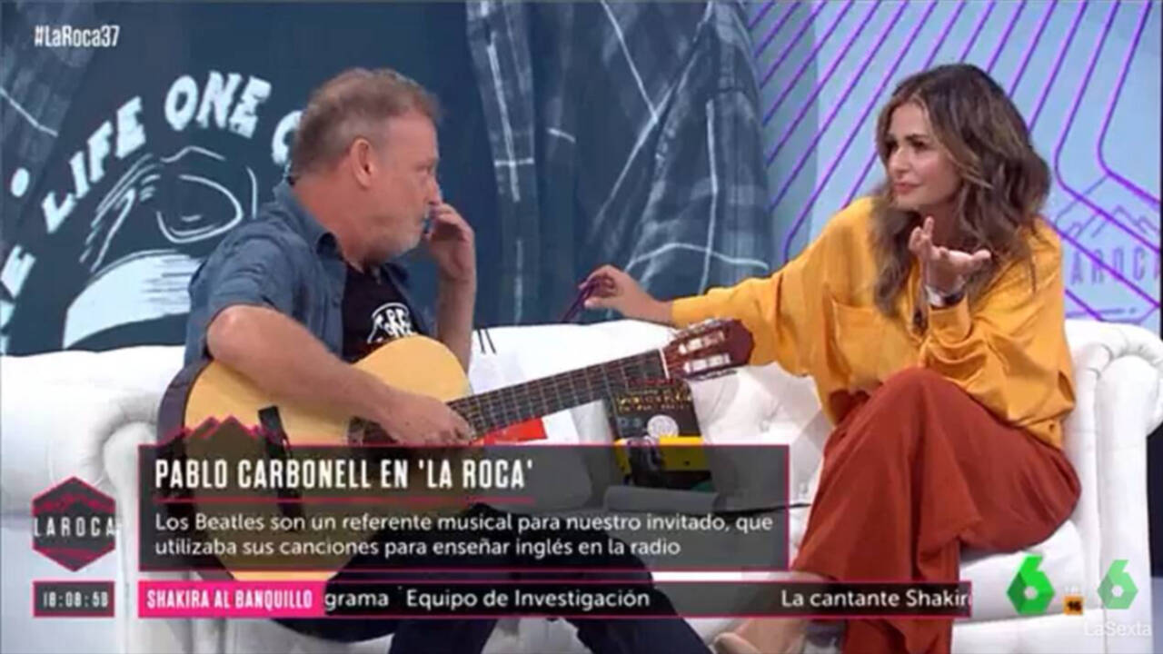 La presentadora Nuria Roca con el actor y humorista Pablo Carbonell.