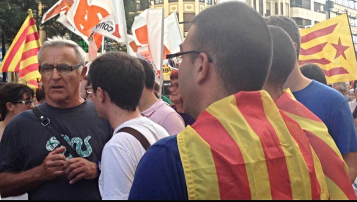 Joan Ribó en una manifestación catalanista