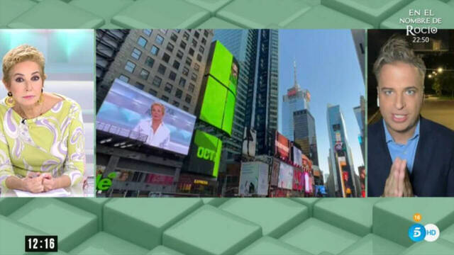 Ana Rosa se queda en “shock” por su aparición sorpresa en Times Square