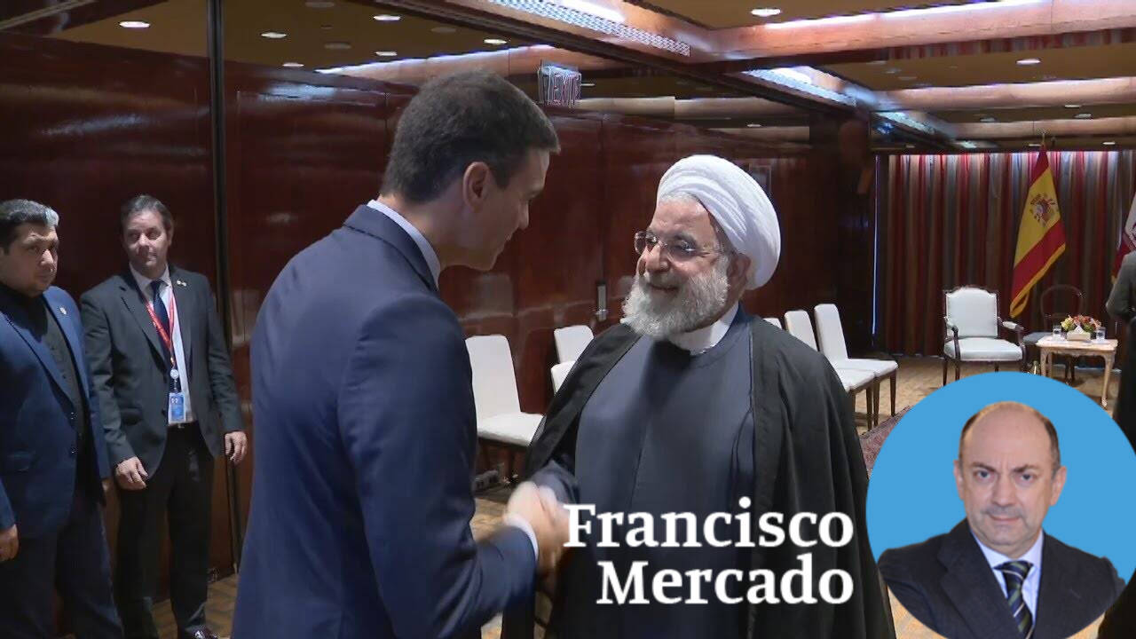 Pedro Sánchez cumplimentando al presidente de Irán.