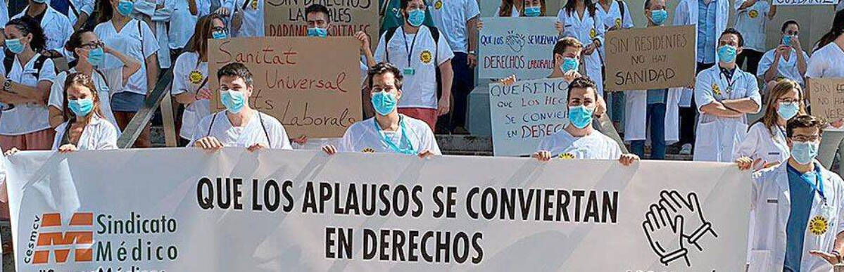 Protesta del Sindicato Médico al inicio de la pandemia de la Covid-19.