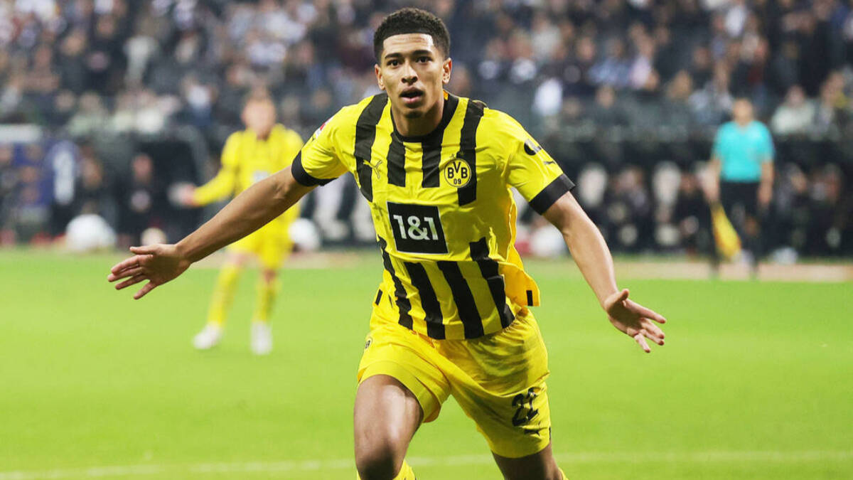 Bellingham celebra un gol con el Borussia Dortmund.