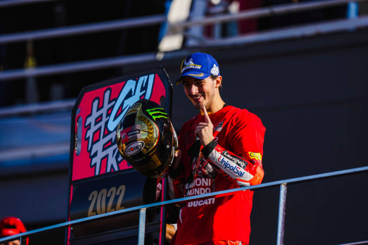 Francesco Bagnaia (Ducati), campeón del mundo de MotoGP en el Gran Premio de la Comunitat Valenciana.