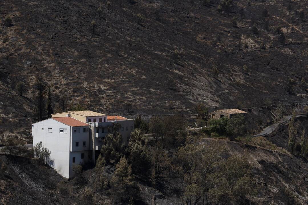 Viviendas en medio del monte calcinado por el incendio forestal, a 20 de agosto de 2022, en Bejís, Castellón, Comunidad Valenciana, (España) - Jorge Gil - Europa Press