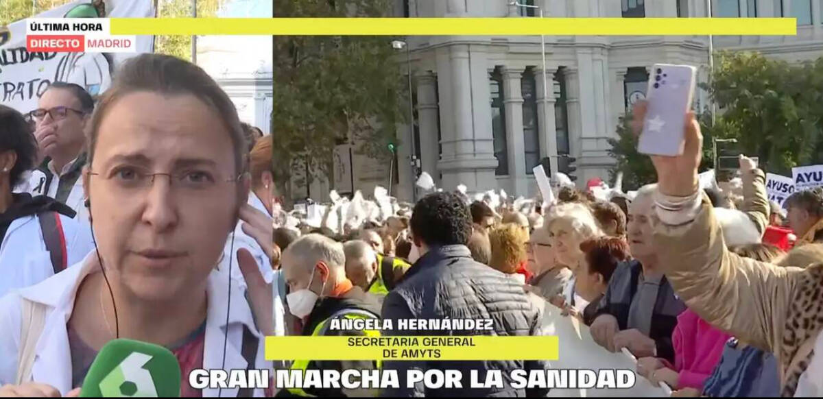 Ángela Hernández de AMYTS eb la manifestación de Madrid