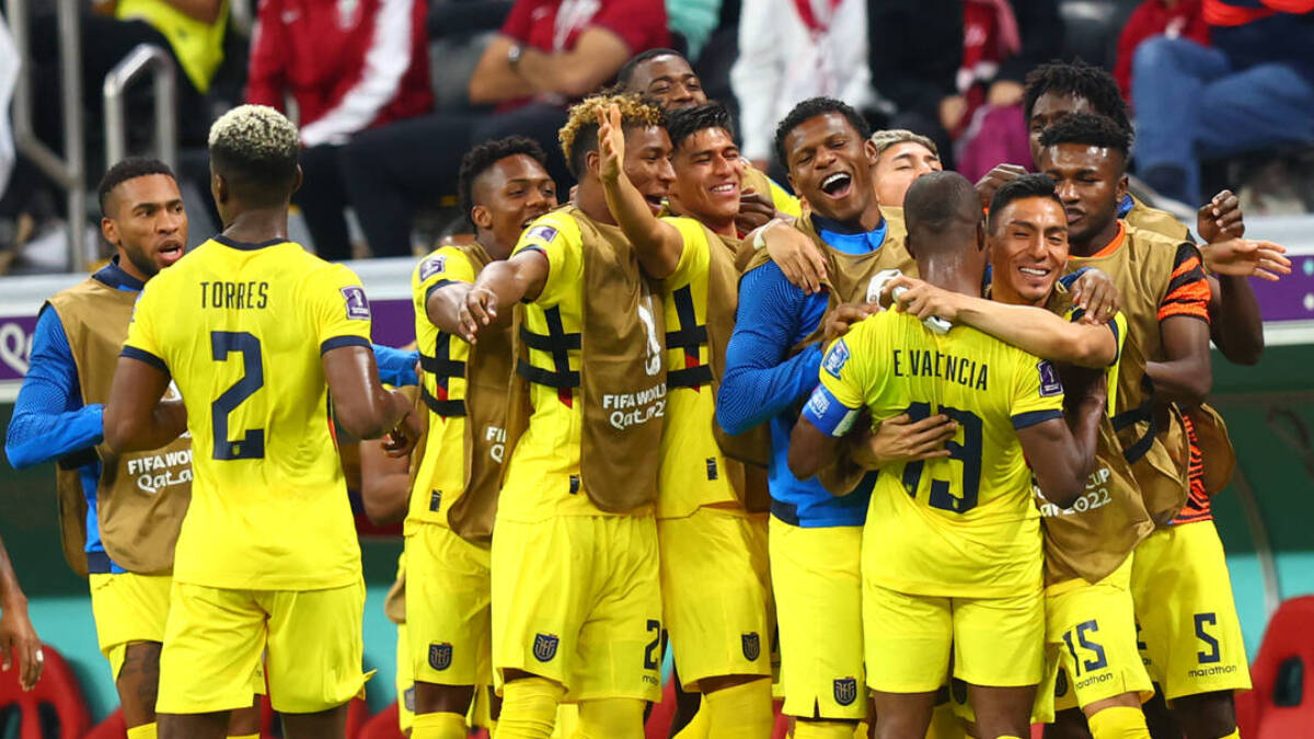 Los jugadores de Ecuador celebran un gol frente a Qatar.