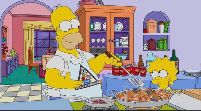 Los Simpson cocinan su primera paella ¡Con chorizo!… y se lía en Valencia  