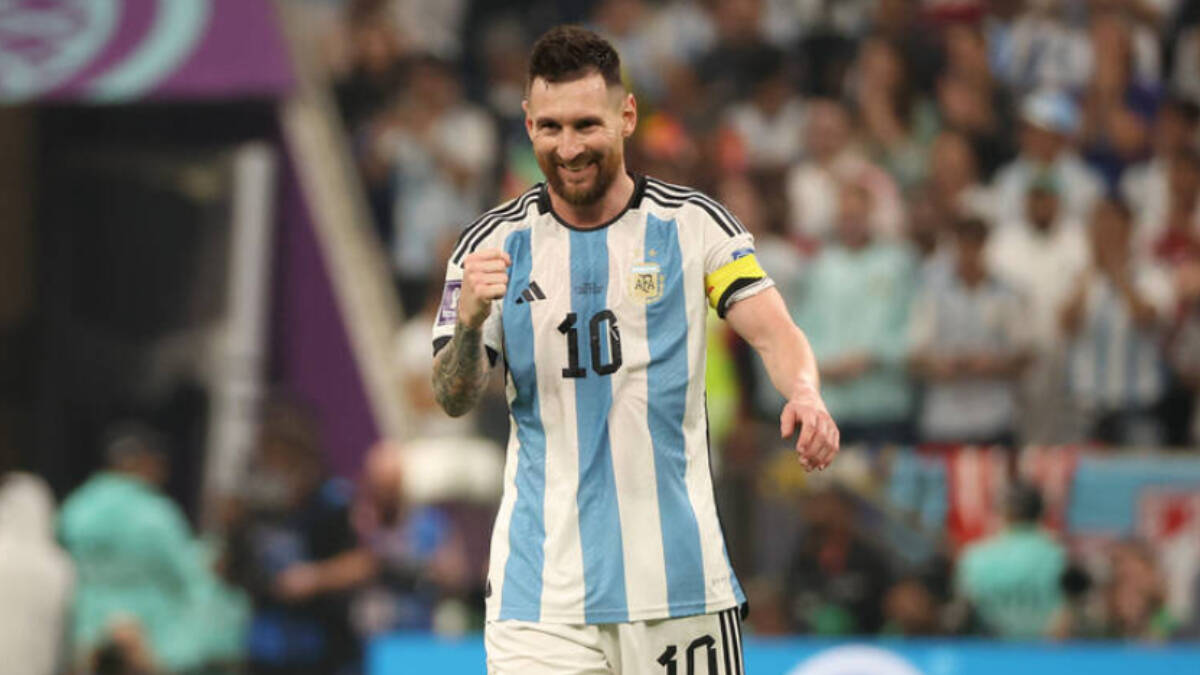 Leo Messi durante un partido de Argentina en el Mundial.