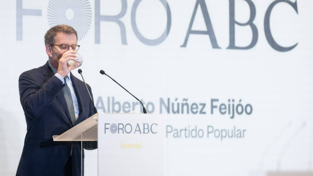 El líder del Partido Popular, Alberto Núñez Feijóo, durante su intervención.