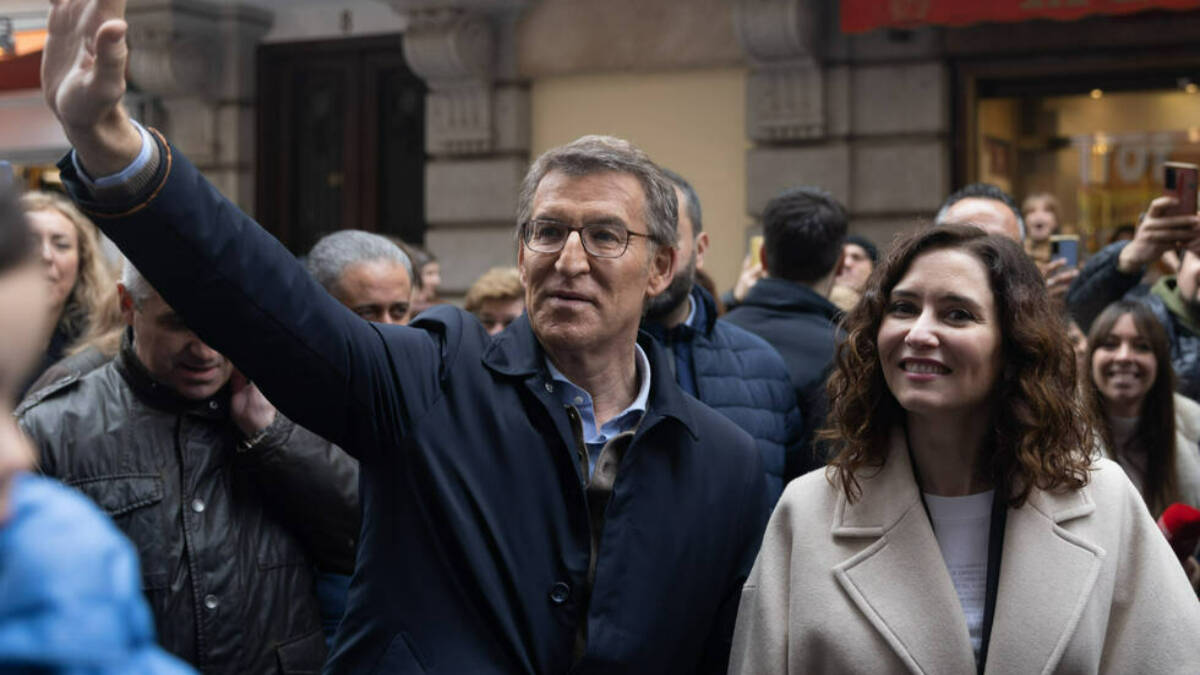 La presidenta de la Comunidad de Madrid, Isabel Díaz Ayuso, y el líder del PP, Alberto Núñez Feijóo.