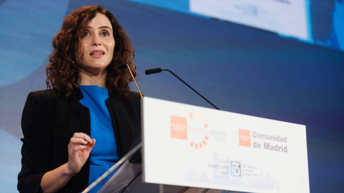 La presidenta de la Comunidad de Madrid, Isabel Díaz Ayuso, interviene en el Foro Spain Investors Day.