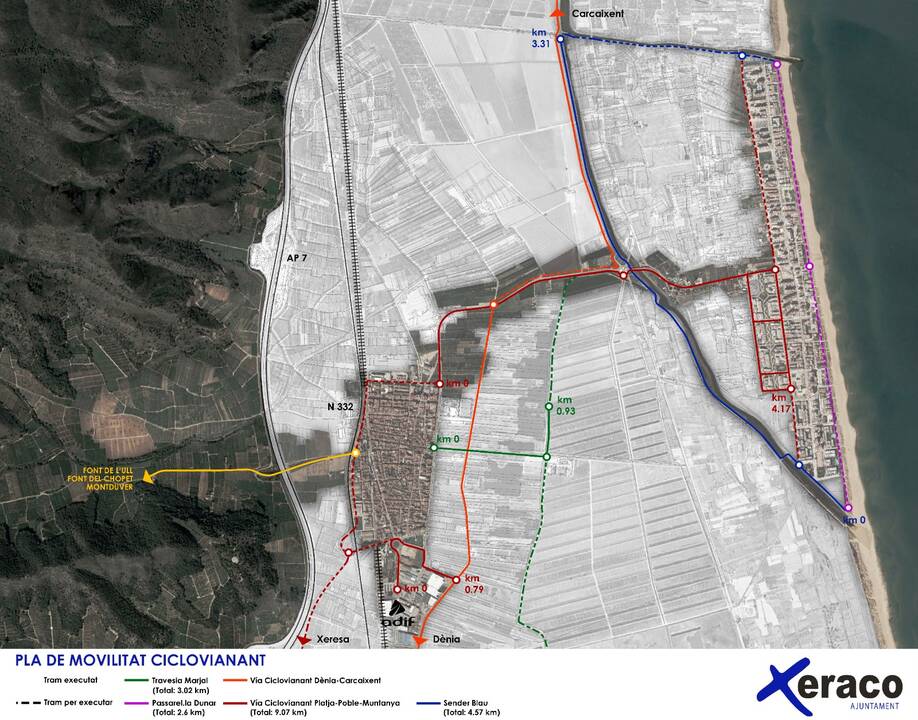 Imagen del plan para unir la playa y la montaña en Xeraco a través de un carril ciclopeatonal - AYUNTAMIENTO DE XERACO