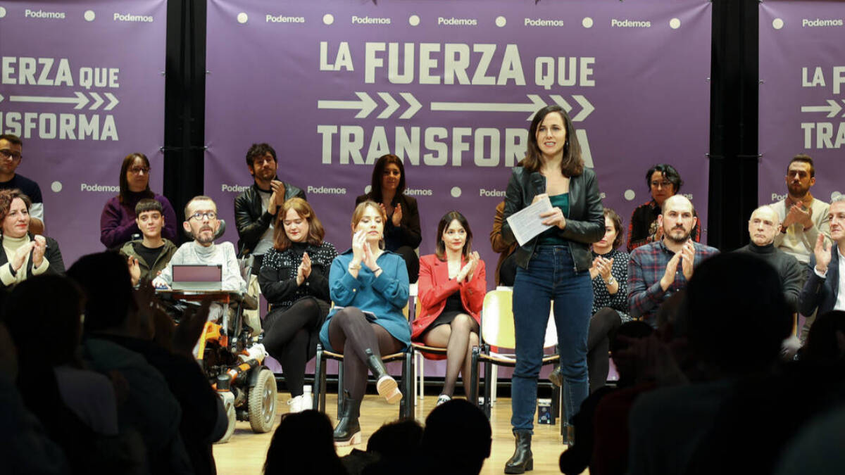 Ione Belarra en el mitin de aniversario de Podemos