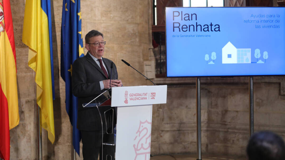 El presidente Ximo Puig en la presentación del Plan Renatha.
