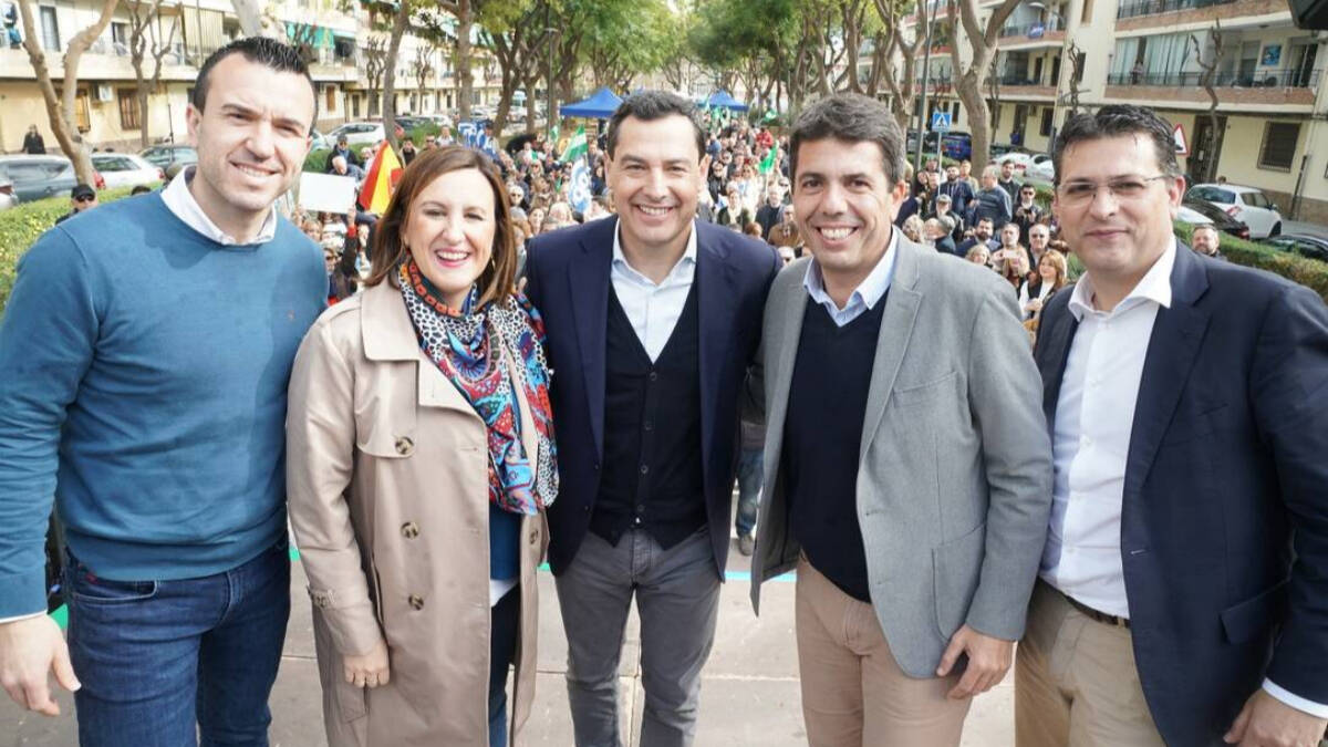 Juanma Moreno con Mazón, Catalá, Mompó y Adsuara en Alfafar