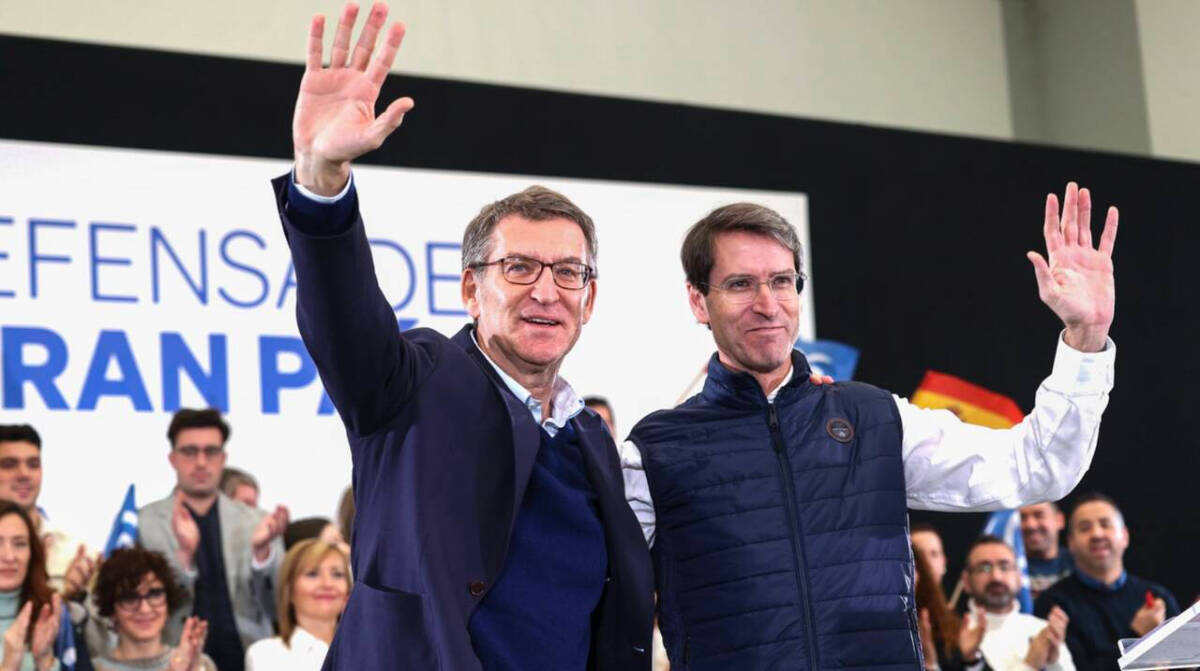 El candidato del PP en La Rioja, Gonzalo Capellán, con Feijóo