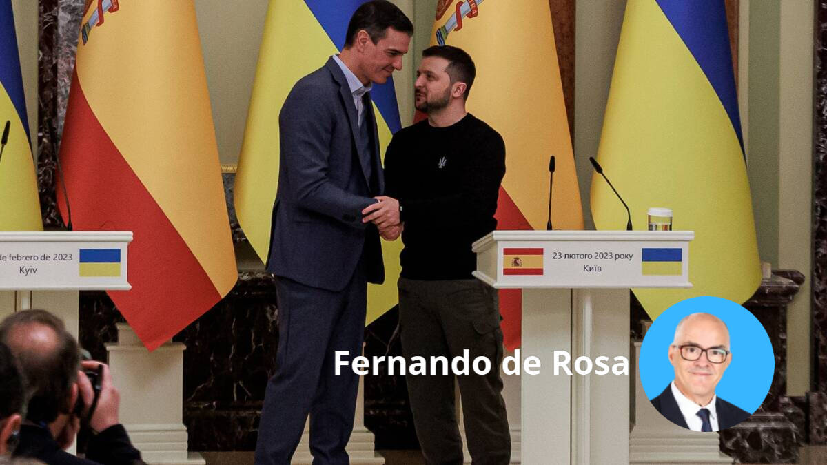 El presidente del Gobierno de España, Pedro Sánchez, y el presidente de Ucrania, Volodimir Zelenski.