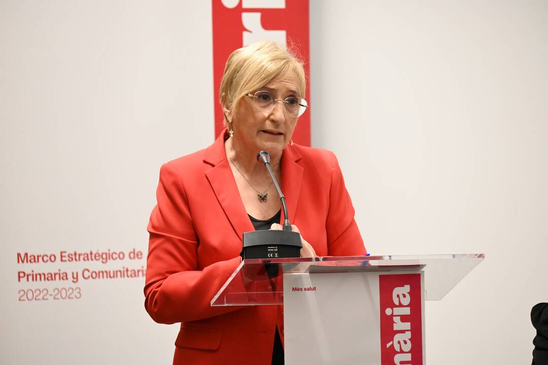 Ana Barceló, durante una rueda de prensa en su etapa de consellera de Sanidad