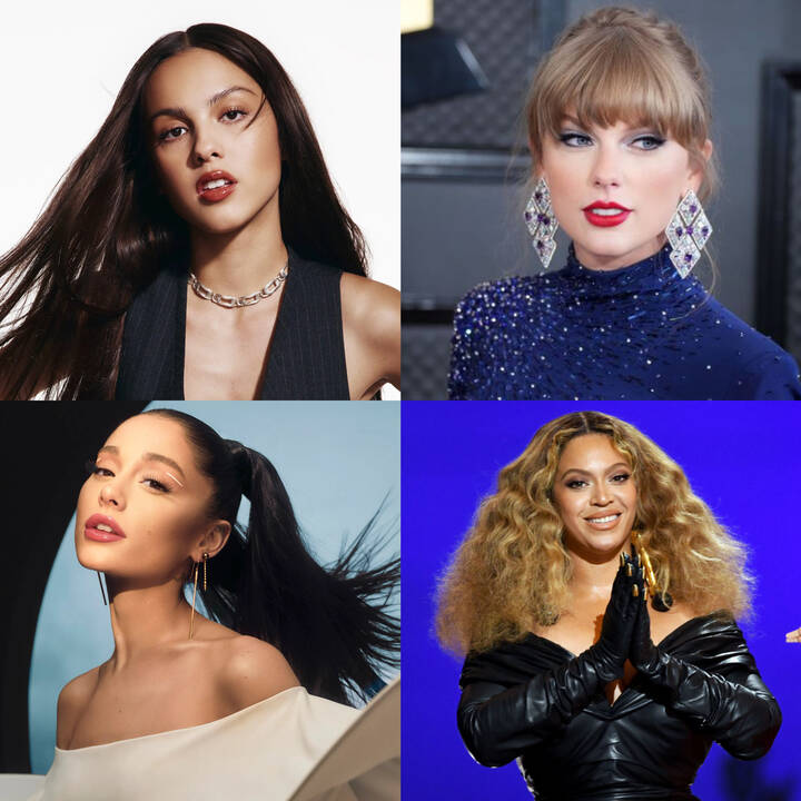Olivia Rodrigo, Taylor Swift, Ariana Grande y Beyoncé
