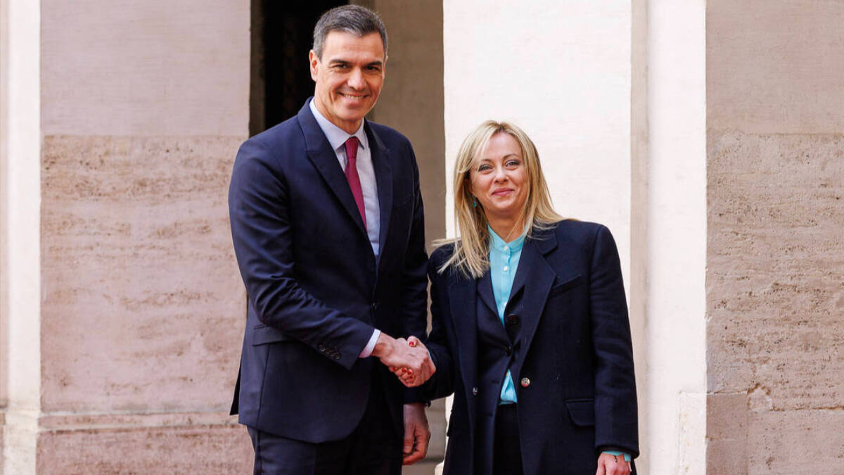 El presidente del Gobierno de España, Pedro Sánchez, y la primera ministra de Italia, Giorgia Meloni.