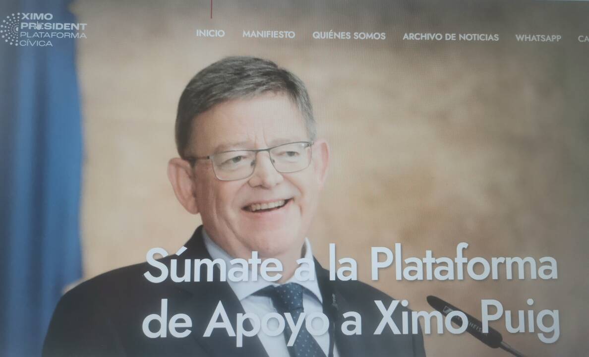 Imagen de la portada de la web de la plataforma de apoyo a Ximo Puig