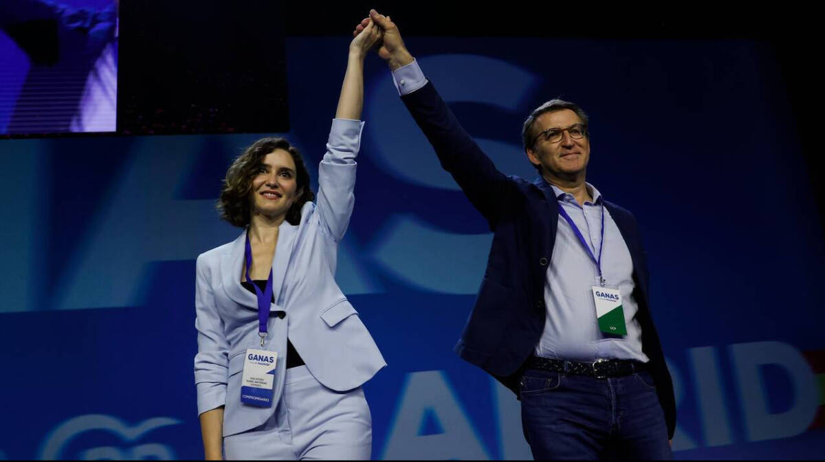 Ayuso, líder del PP de Madrid, y Feijóo, líder del PP nacional