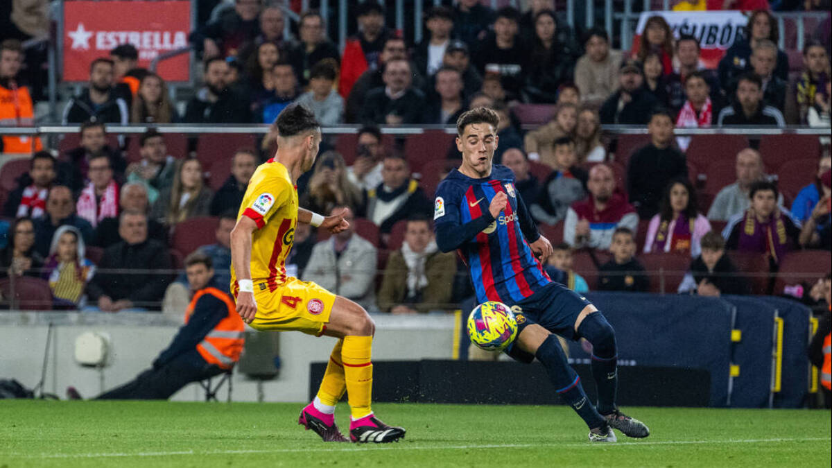 Gavi, con la camiseta del Barcelona, en el partido de anoche frente al Girona. 