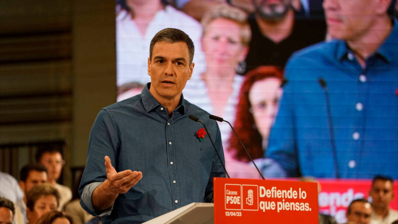 El secretario general del PSOE y presidente del Gobierno, Pedro Sánchez, este jueves en Cáceres.