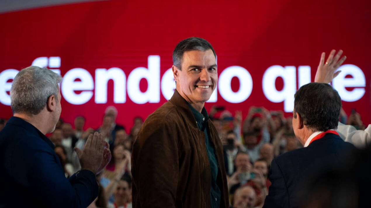 Pedro Sánchez este domingo en Valencia en un acto del PSOE
