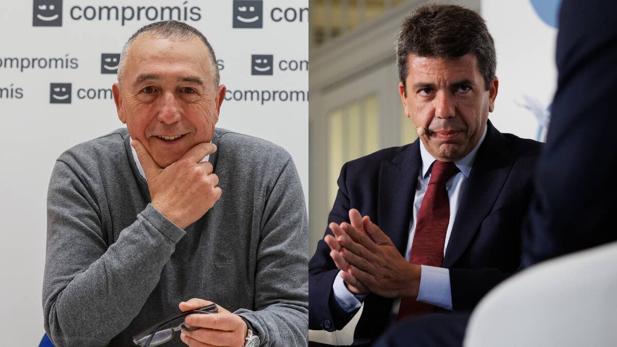 A la izquierda, el candidato de Compromís a la Generalitat, Joan Baldoví, a la derecha, el candidato a la Generalitat del PP, Carlos Mazón. 