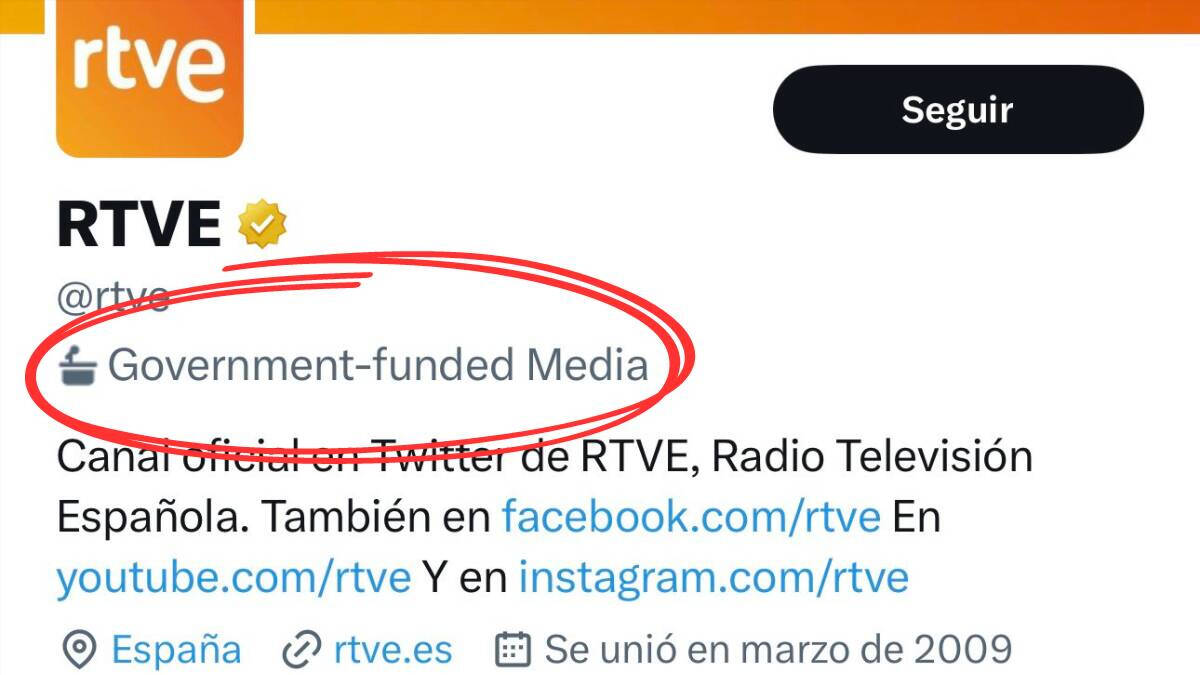 Twitter etiqueta a RTVE como "medio financiado por el Gobierno"