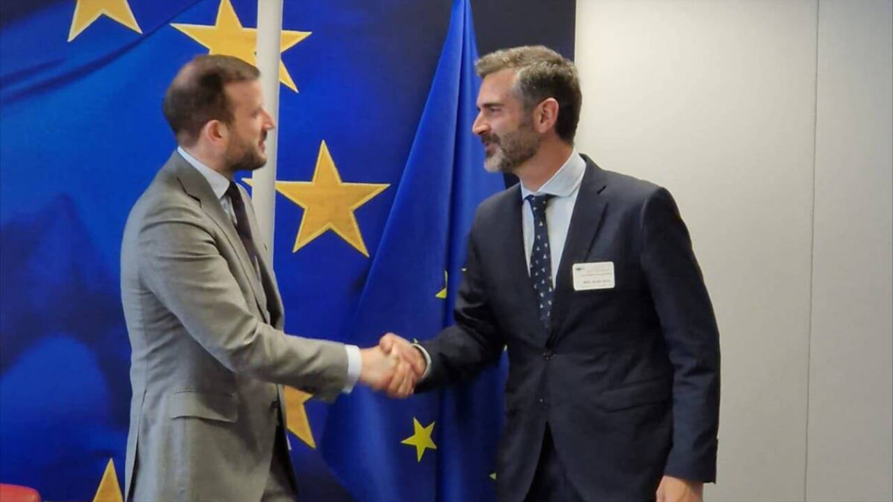 El comisario europeo de Medio Ambiente, Virginijus Sinkevičius, recibe en Bruselas al portavoz del Gobierno de la Junta de Andalucía, Ramón Fernández-Pacheco.