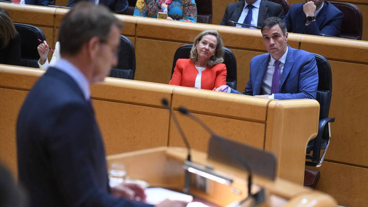 Sánchez observa a Feijóo en el Senado