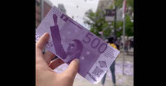 Lluvia de billetes de 500 euros para protestar por el gasto del ministerio de Igualdad