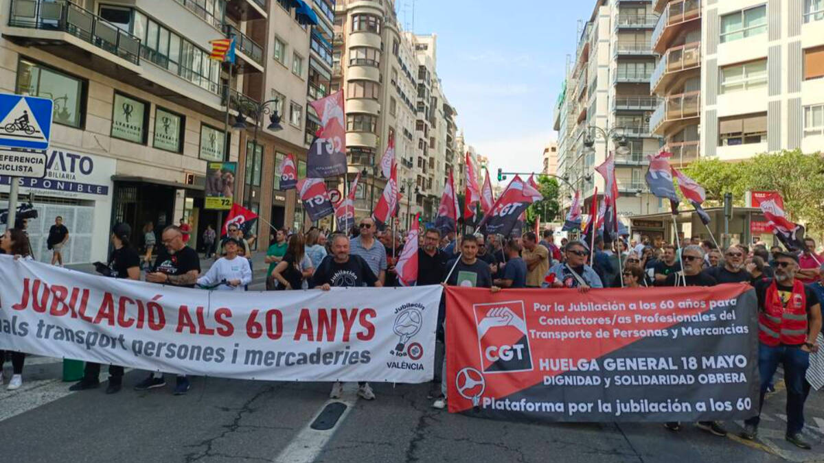 Manifestación de conductores de la EMT de Valencia.