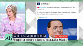 A Ana Rosa le pilla la muerte de Silvio Berlusconi en directo y así reacciona