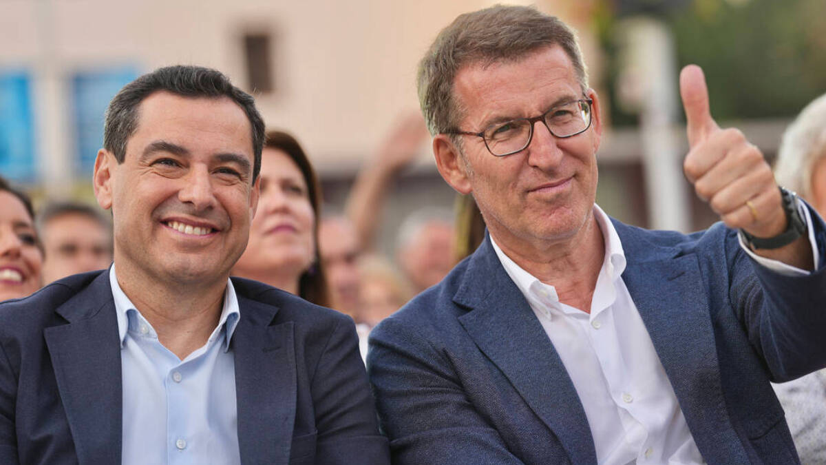 Juanma Moreno junto al líder del PP, Alberto Núñez Feijóo