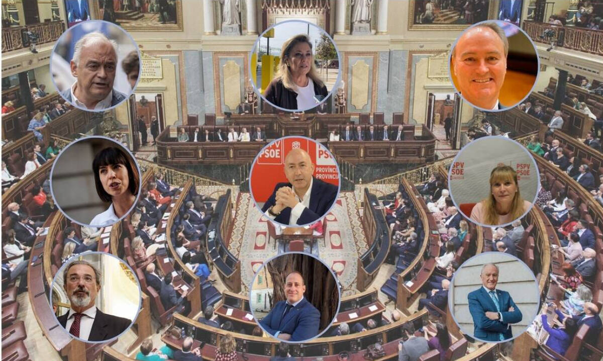 Los rostros de los número al Congreso por Valencia, Castellón y Alicante de PP, PSOE y Vox, respectivamente. / Sonia García - ESdiario.