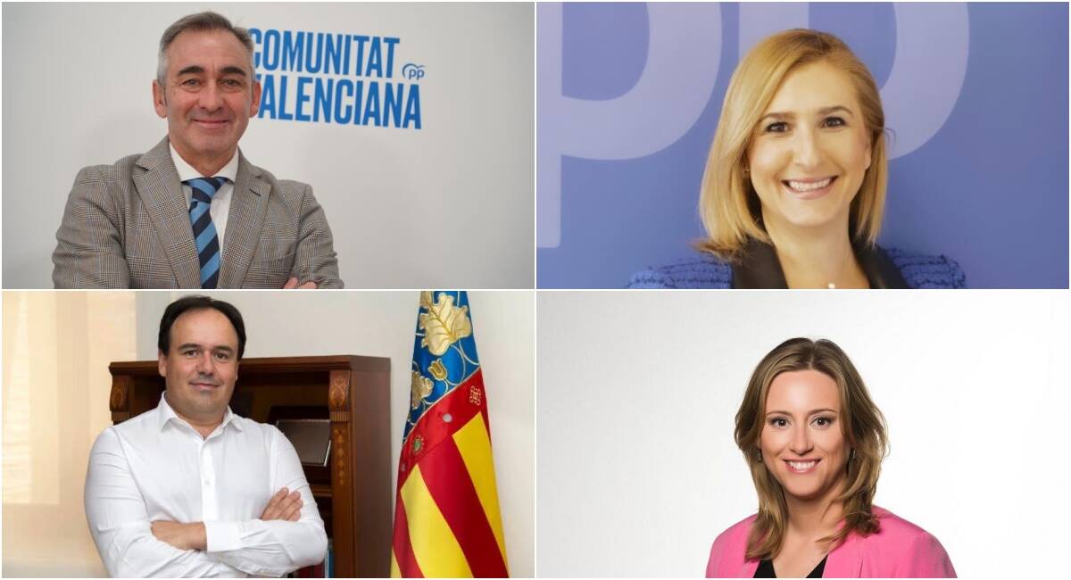 Los nuevos portavoces del PP en Las Cortes Valencianas: Miguel Barrachina, Salomé Pradas, Juan Francisco Pérez y Laura Chulià.