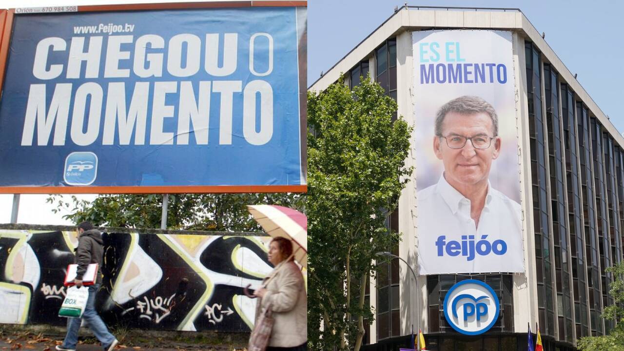 Lema del PP de Galicia en 2009 y lema del PP para el 23J en 2023