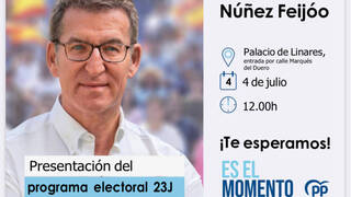 Feijóo presentará este martes el programa electoral del PP para el 23J
