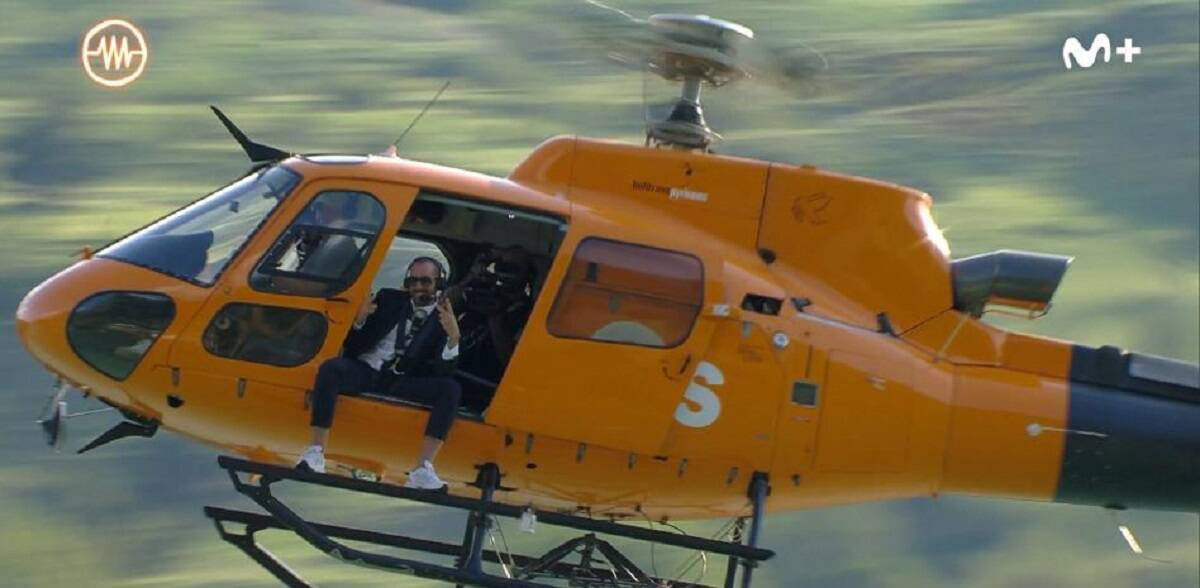 Jorge Ponce llega a 'La Resistencia' en el helicóptero de Ciudadanos. 