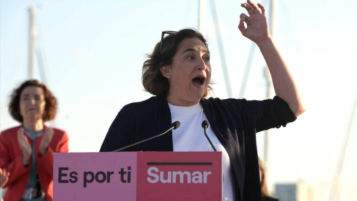 Ada Colau interviene en el mitin de inicio de campaña de Sumar para las elecciones del 23J.