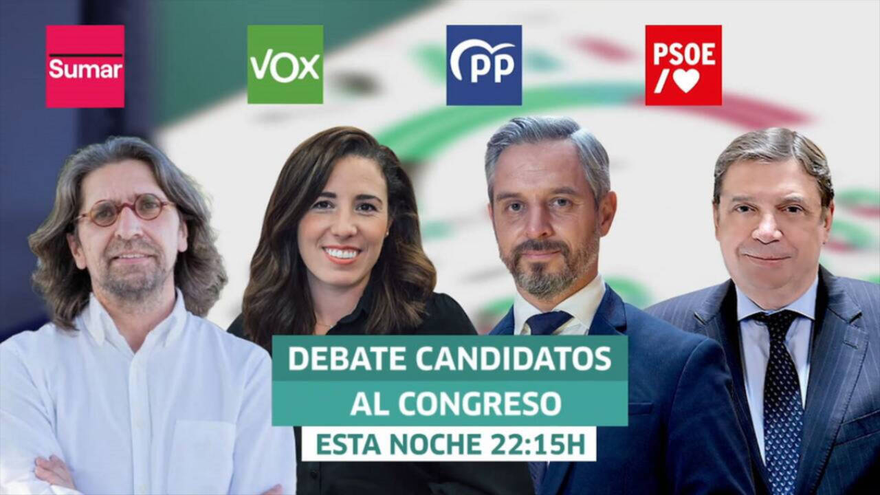 Los candidatos al Congreso que debaten en Canal Sur este martes con motivo del 23J.
