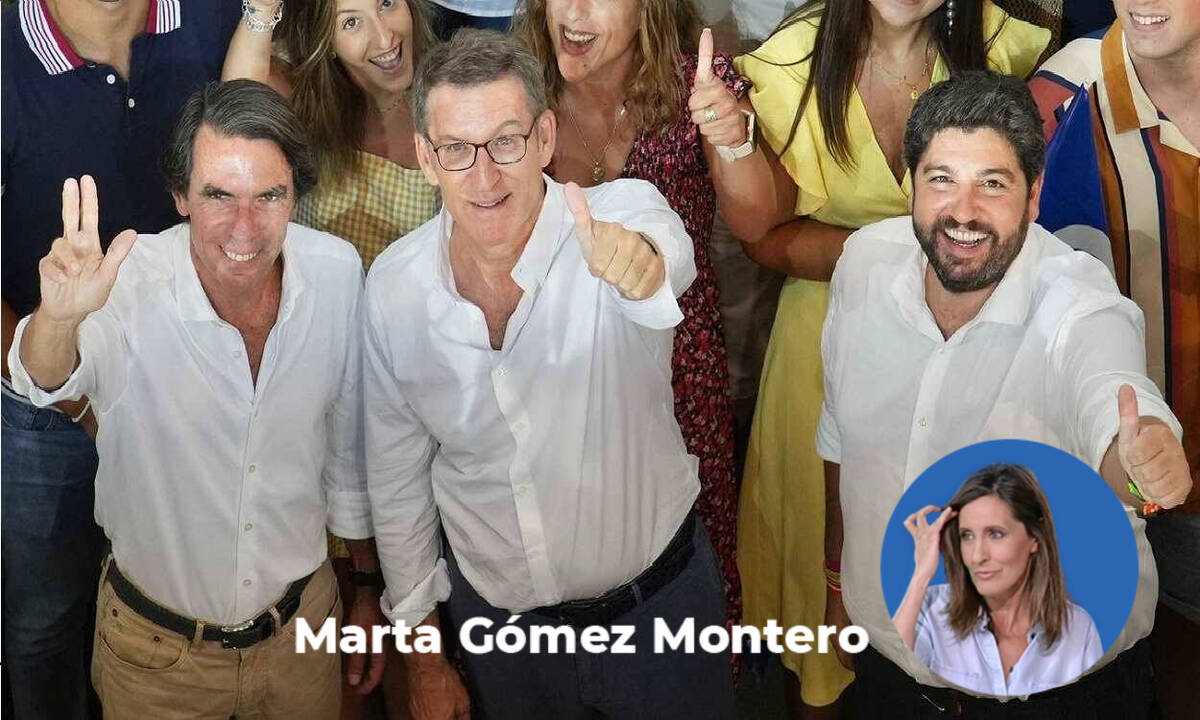 Aznar, Feijóo y López Miras, este miércoles en Murcia.
