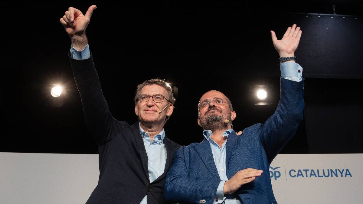 Feijóo y Alejandro Fernández en un acto del PP en Cataluña