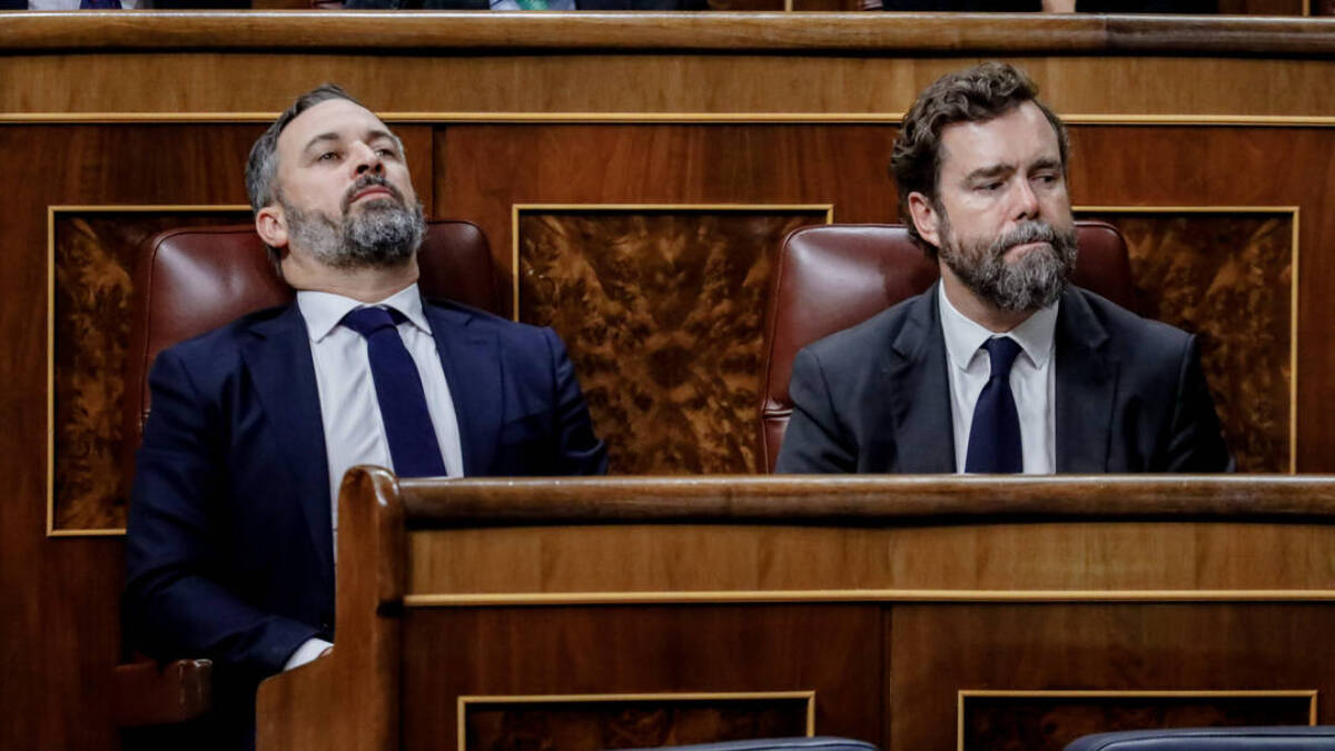 Santiago Abascal e Iván Espinosa de los Monteros durante una sesión en el Congreso de los Diputados.