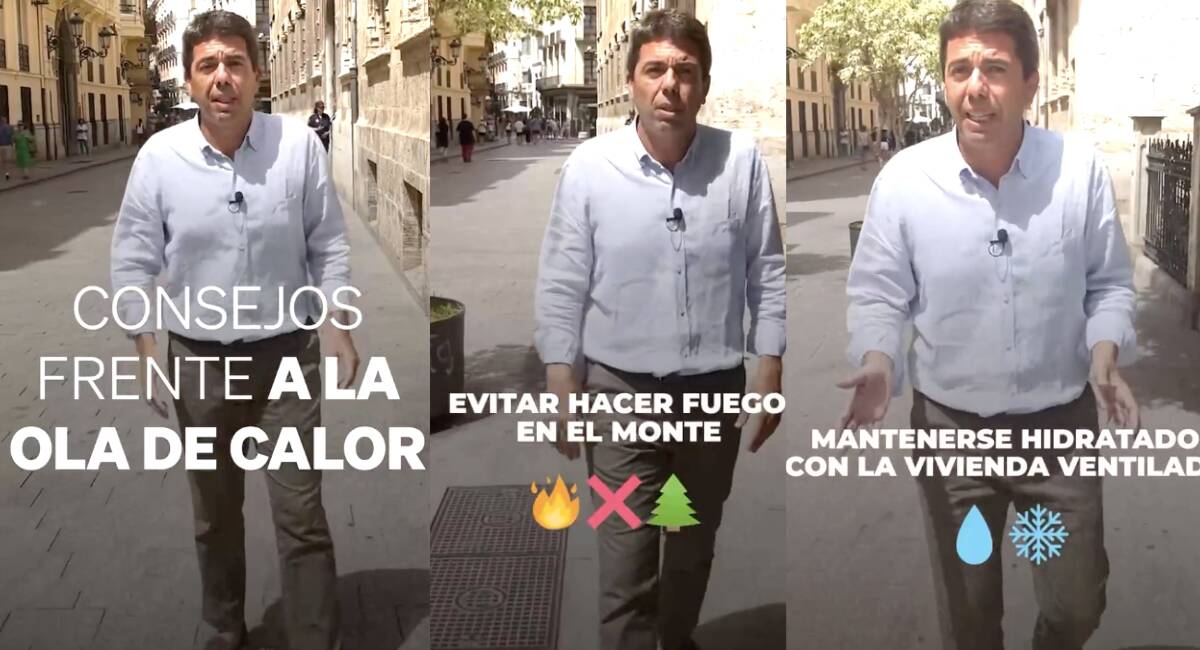 Vídeo de Carlos Mazón, president de la Generalitat, dando consejos contra la ola de calor. 