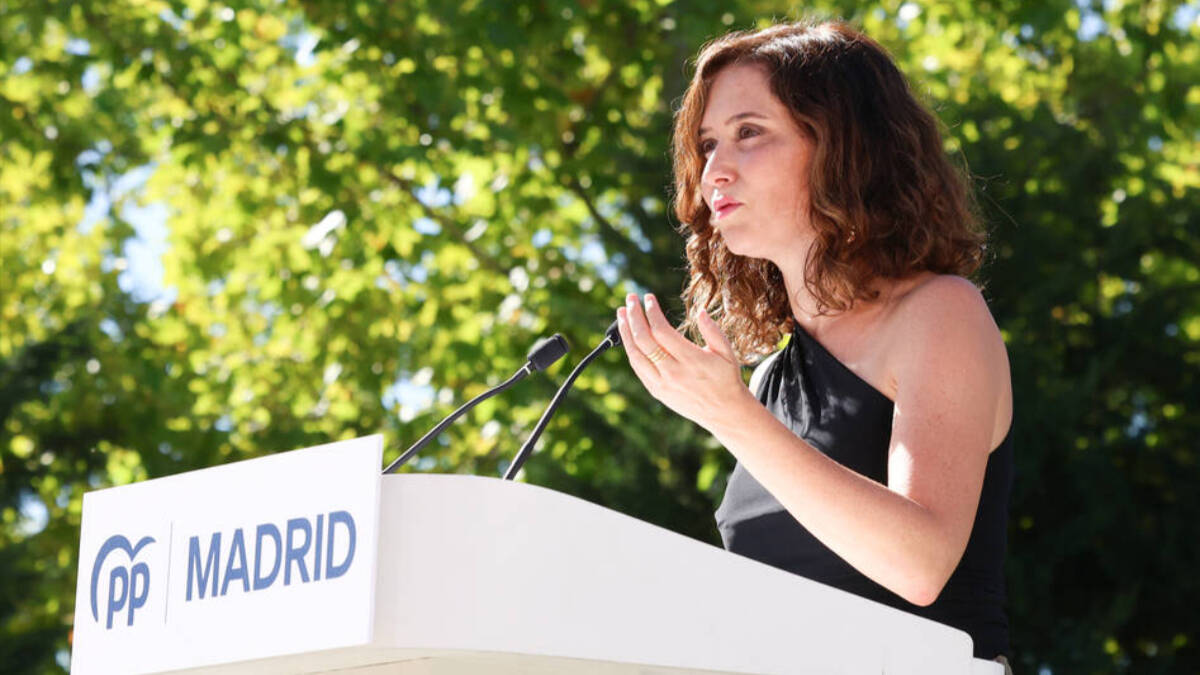 Isabel Díaz Ayuso durante el último acto del PP en Madrid.