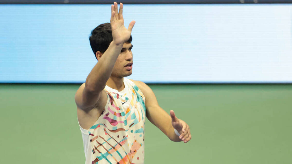 Carlos Alcaraz, en un partido del US Open 2023.